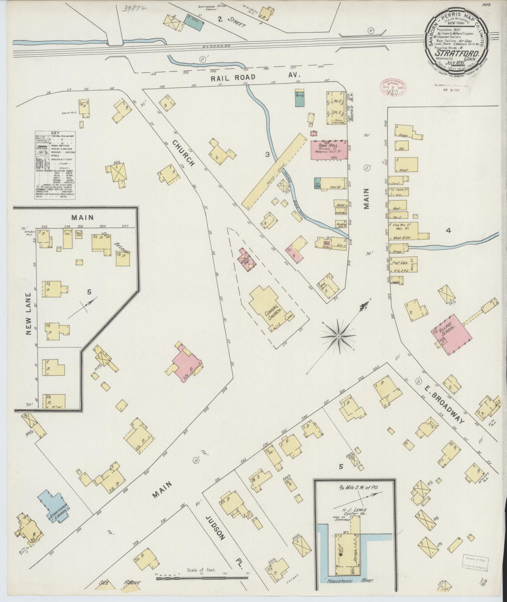 Sanborn Fire Insurance Map from Stratford, Fairfield County, Connecticut. (1895) – Historic Sanborn Fire Insurance Map Print