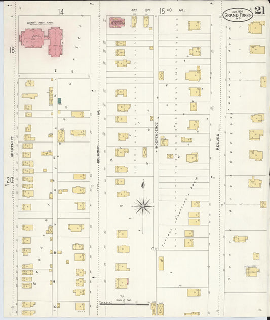 Sanborn Fire Insurance Map from Grand Forks, Grand Forks County, North Dakota (1906), Sheet #0021 - Historic Sanborn Fire Insurance Map Print, vintage old map wall art, antique decor, genealogy gift, North Dakota North Dakota map