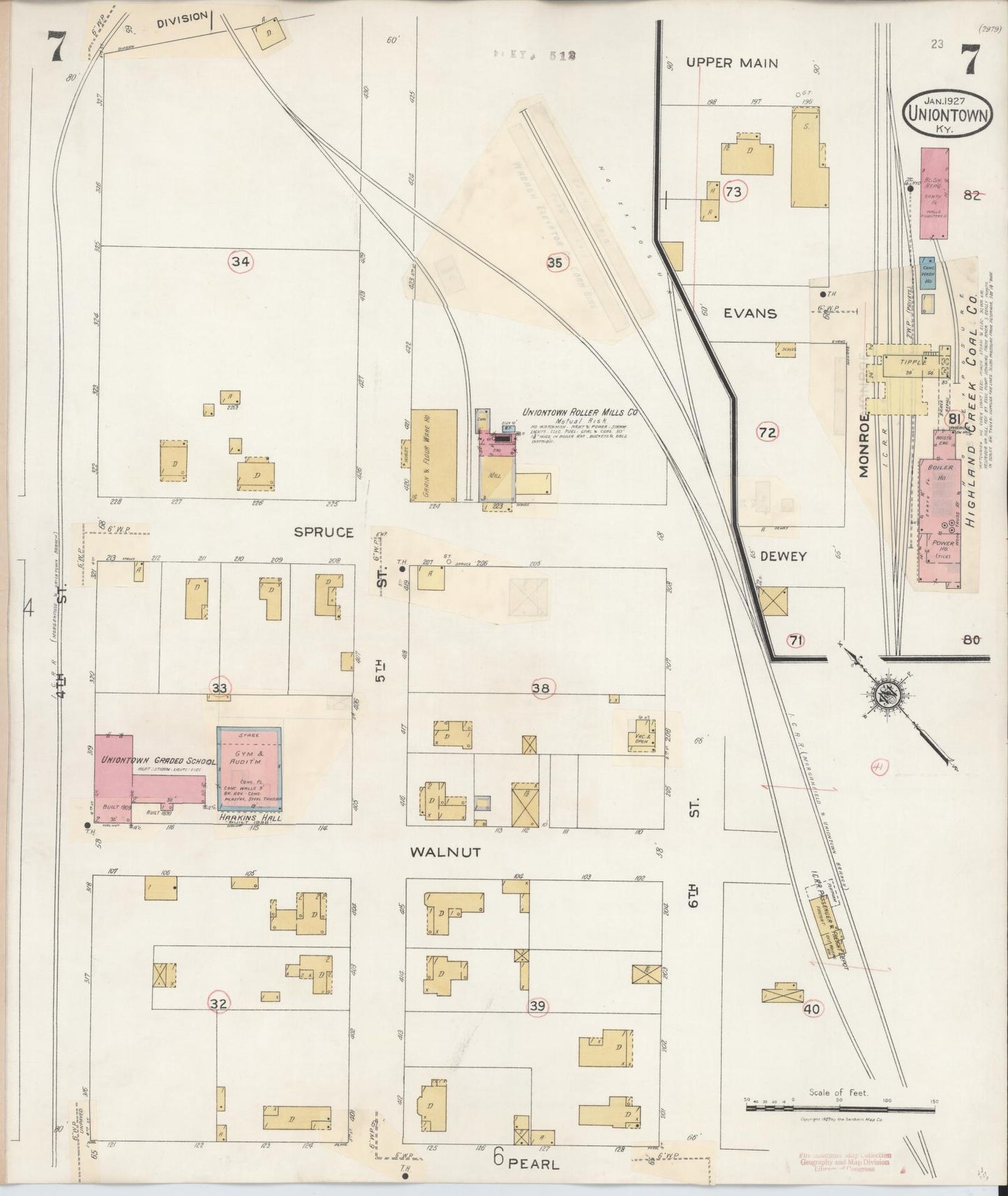 Sanborn Fire Insurance Map from Uniontown, Union County, Kentucky (1939), Sheet #0007 - Complete Map Set gallery image, historic Sanborn map, vintage wall art, Kentucky Kentucky