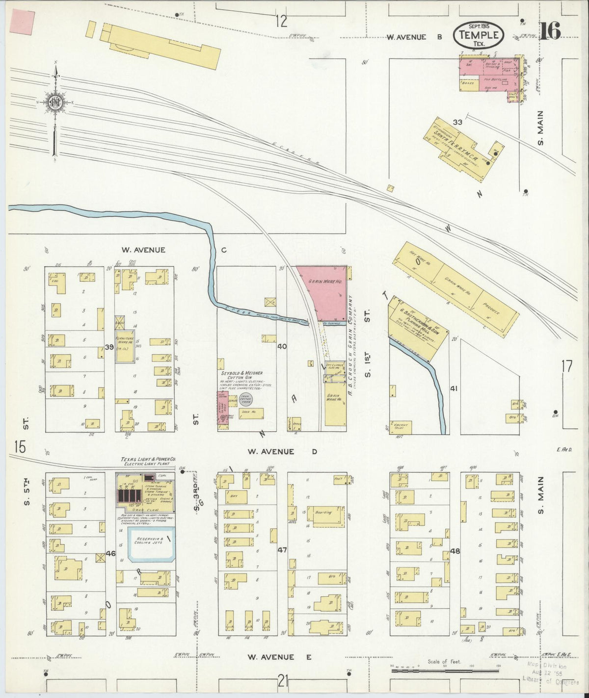 Sanborn Fire Insurance Map from Temple, Bell County, Texas (1915), Sheet #0016 - Historic Sanborn Fire Insurance Map Print, vintage old map wall art, antique decor, genealogy gift, Texas Texas map