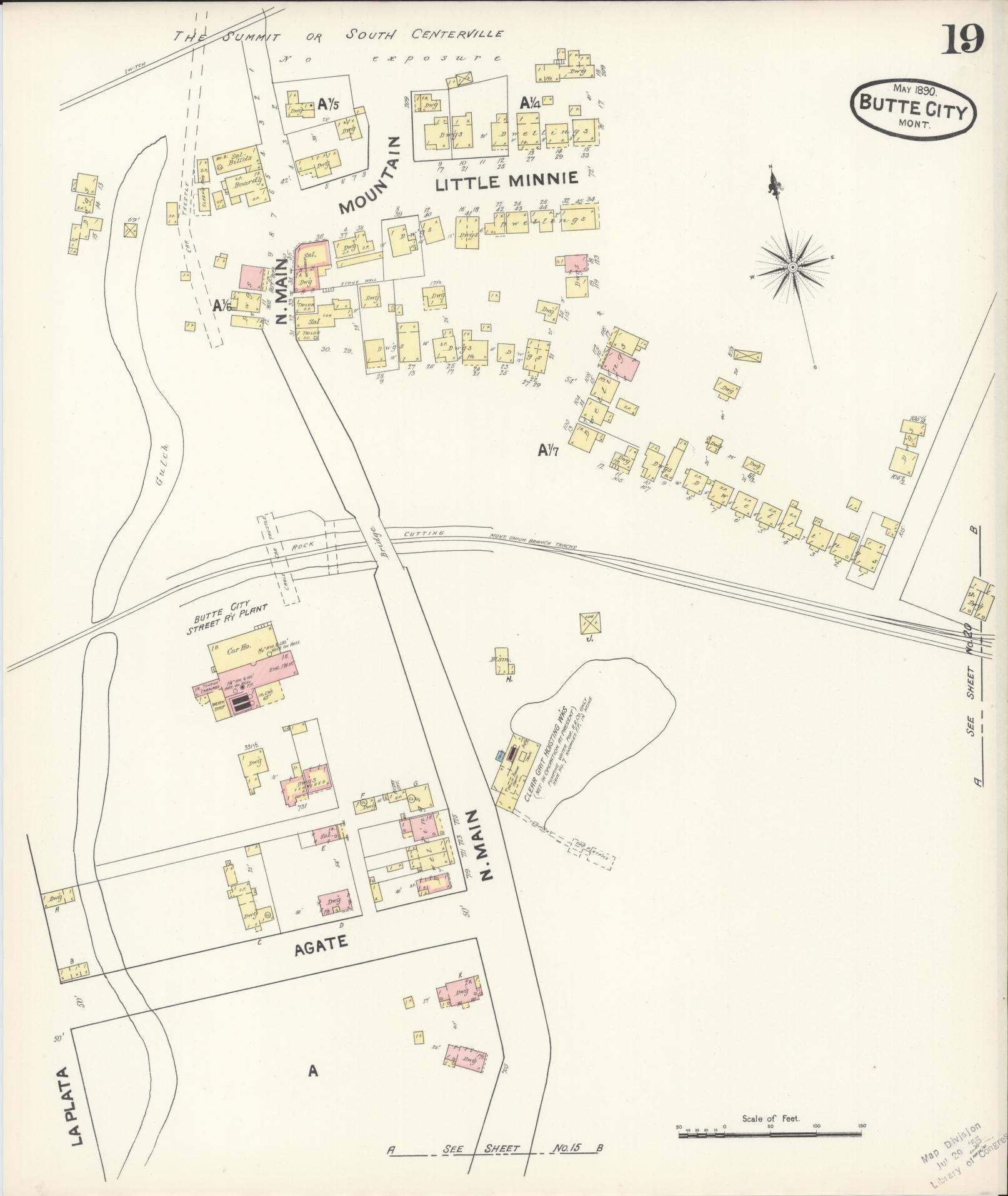 Sanborn Fire Insurance Map from Butte, Silver Bow County, Montana (1890), Sheet #0019 - Historic Sanborn Fire Insurance Map Print, vintage old map wall art, antique decor, genealogy gift, Montana Montana map