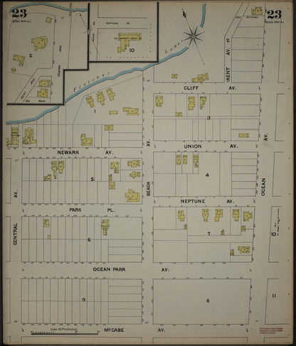 Sanborn Fire Insurance Map from New Jersey Coast, New Jersey Coast, New Jersey (1890), Sheet #0023 - Complete Map Set gallery image, historic Sanborn map, vintage wall art, New Jersey Coast New Jersey