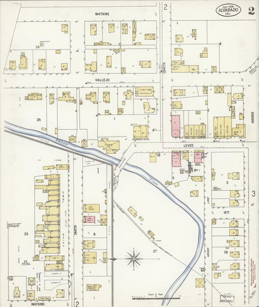 Sanborn Fire Insurance Map from Alvarado, Alameda County, California (1908), Sheet #0002 - Historic Sanborn Fire Insurance Map Print, vintage old map wall art, antique decor, genealogy gift, California California map