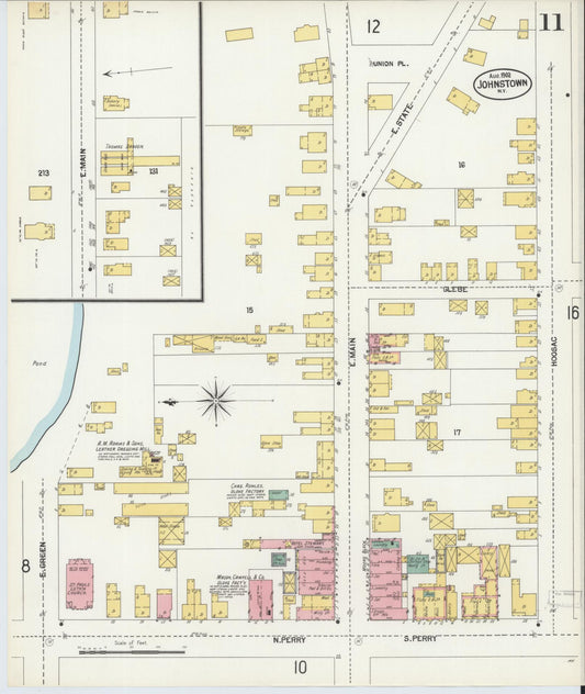Sanborn Fire Insurance Map from Johnstown, Fulton County, New York (1902), Sheet #0011 - Historic Sanborn Fire Insurance Map Print, vintage old map wall art, antique decor, genealogy gift, New York New York map