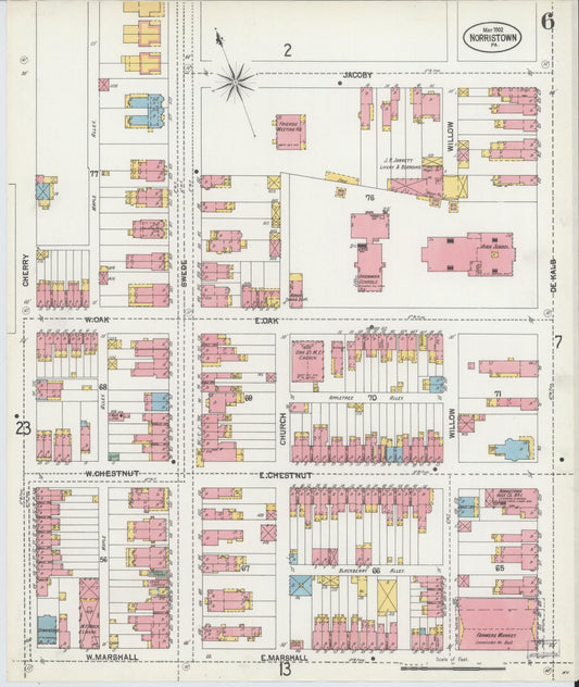 Sanborn Fire Insurance Map from Norristown, Montgomery County, Pennsylvania (1902), Sheet #0006 - Historic Sanborn Fire Insurance Map Print, vintage old map wall art, antique decor, genealogy gift, Pennsylvania Pennsylvania map