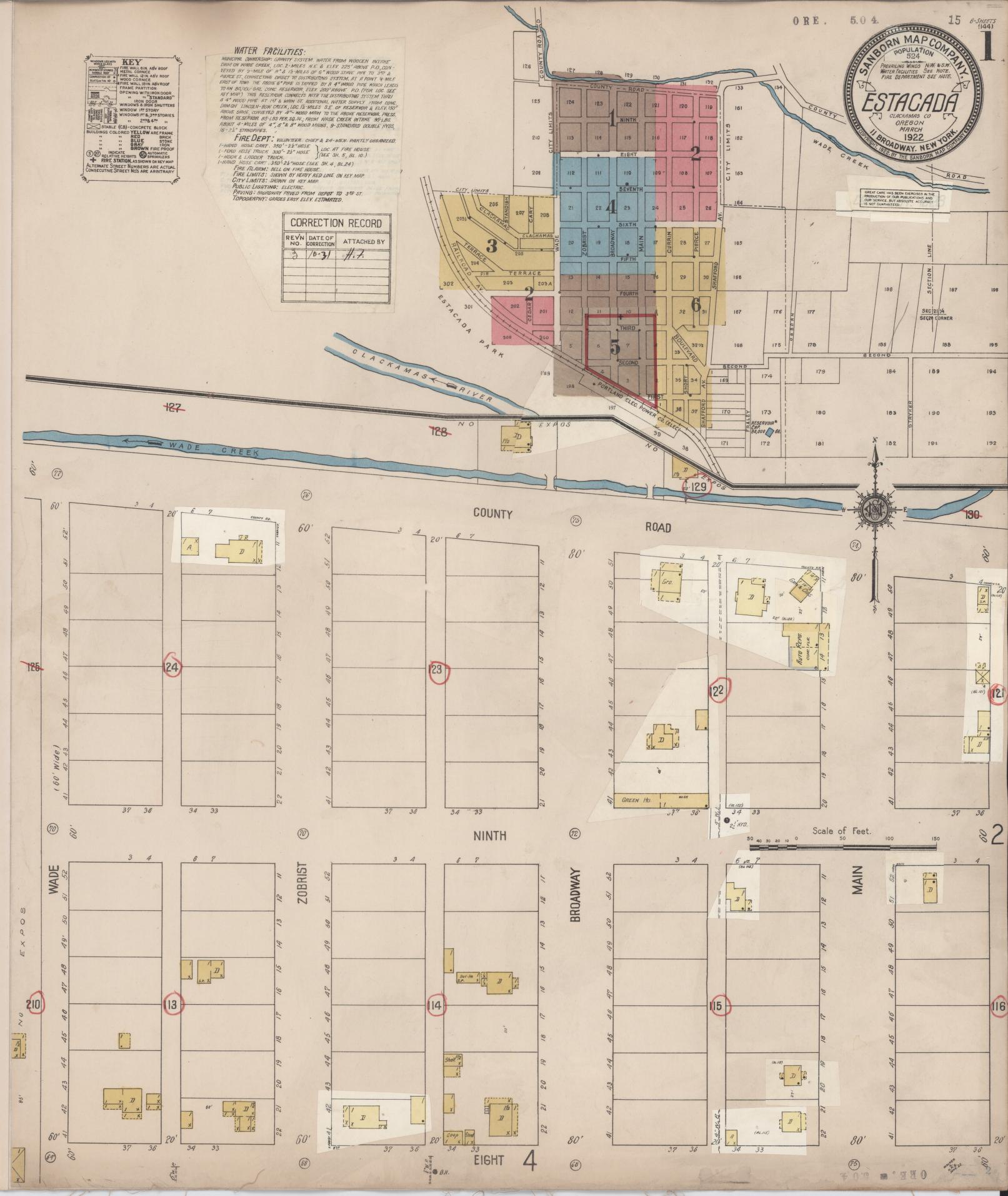 Sanborn Fire Insurance Map from Estacada, Clackamas County, Oregon (1931), Sheet #0001 - Historic Sanborn Fire Insurance Map Print, vintage old map wall art, antique decor, genealogy gift, Oregon Oregon map