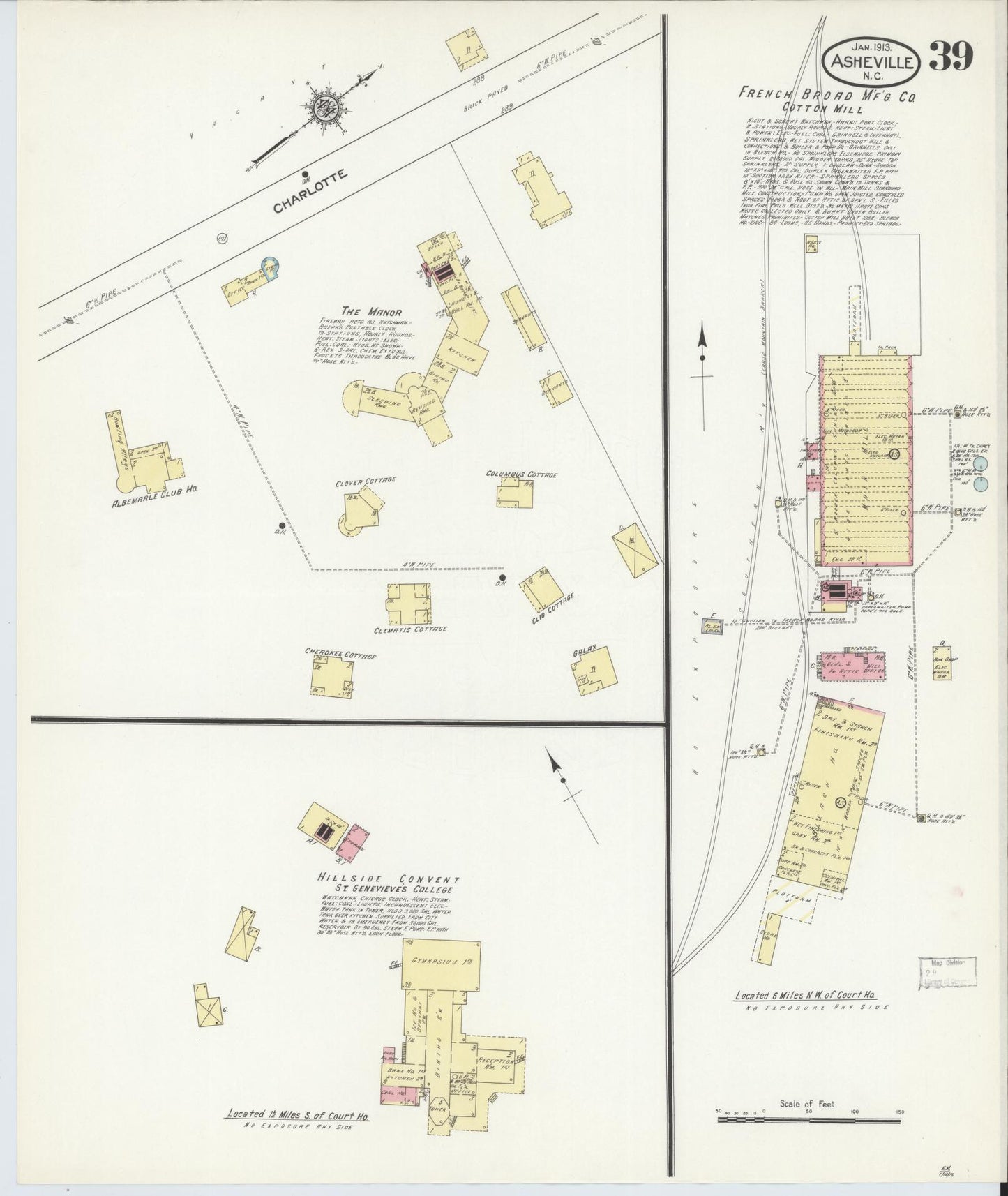 Sanborn Fire Insurance Map from Asheville, Buncombe County, North Carolina (1913), Sheet #0039 - Complete Map Set gallery image, historic Sanborn map, vintage wall art, North Carolina North Carolina