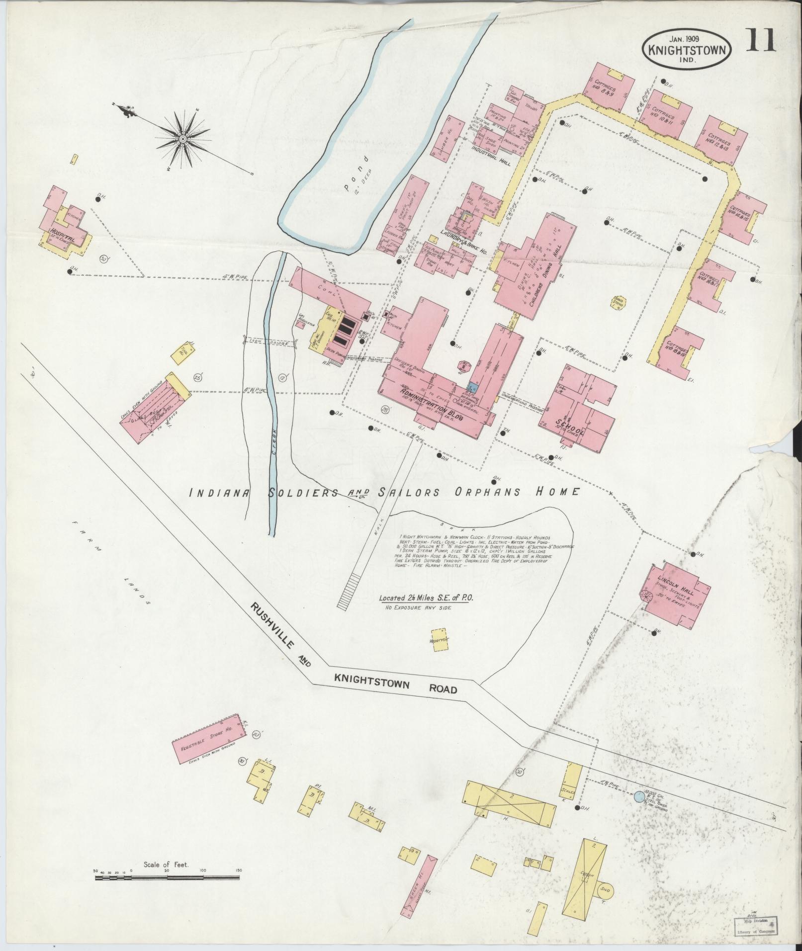 Sanborn Fire Insurance Map from Knightstown, Henry County, Indiana (1909), Sheet #0011 - Complete Map Set gallery image, historic Sanborn map, vintage wall art, Indiana Indiana