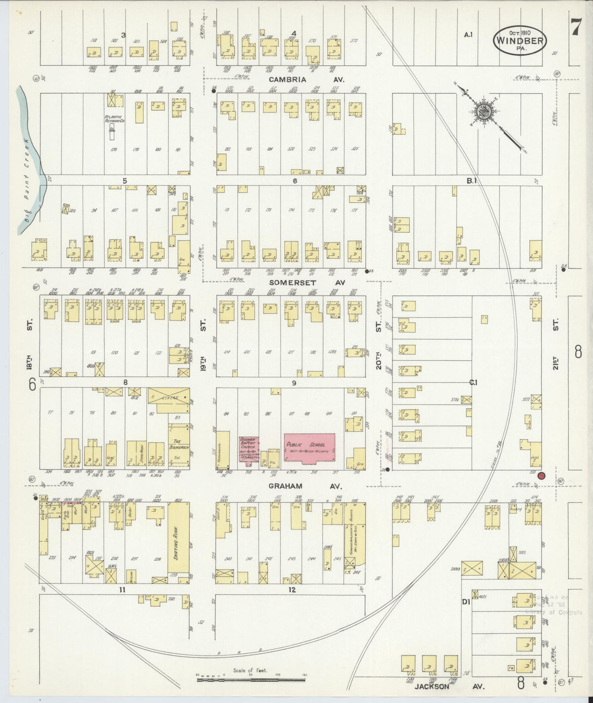 Sanborn Fire Insurance Map from Windber, Somerset County, Pennsylvania (1910), Sheet #0007 - Historic Sanborn Fire Insurance Map Print, vintage old map wall art, antique decor, genealogy gift, Pennsylvania Pennsylvania map