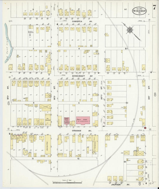 Sanborn Fire Insurance Map from Windber, Somerset County, Pennsylvania (1910), Sheet #0007 - Historic Sanborn Fire Insurance Map Print, vintage old map wall art, antique decor, genealogy gift, Pennsylvania Pennsylvania map