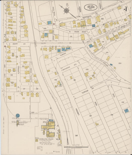 Sanborn Fire Insurance Map from Miami, Gila County, Arizona (1922), Sheet #0004 - Historic Sanborn Fire Insurance Map Print, vintage old map wall art, antique decor, genealogy gift, Arizona Arizona map