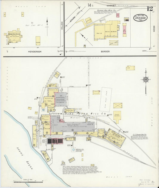 Sanborn Fire Insurance Map from Orange, Orange County, Texas (1914), Sheet #0012 - Historic Sanborn Fire Insurance Map Print, vintage old map wall art, antique decor, genealogy gift, Texas Texas map