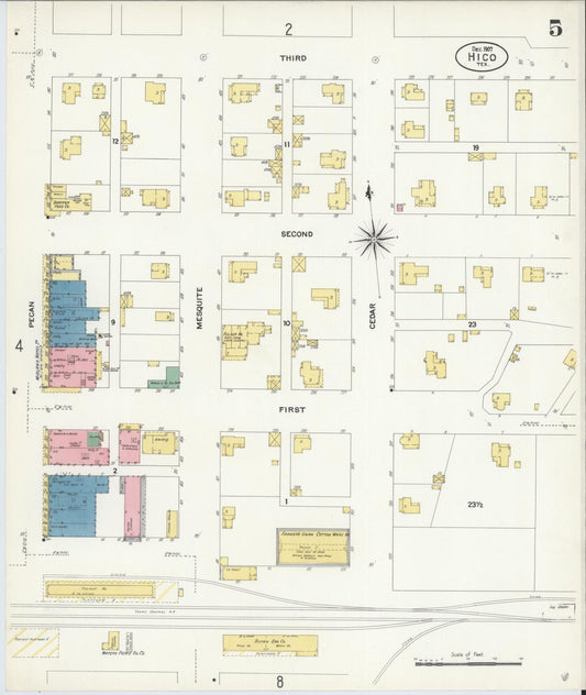 Sanborn Fire Insurance Map from Hico, Hamilton County, Texas (1907), Sheet #0005 - Historic Sanborn Fire Insurance Map Print, vintage old map wall art, antique decor, genealogy gift, Texas Texas map