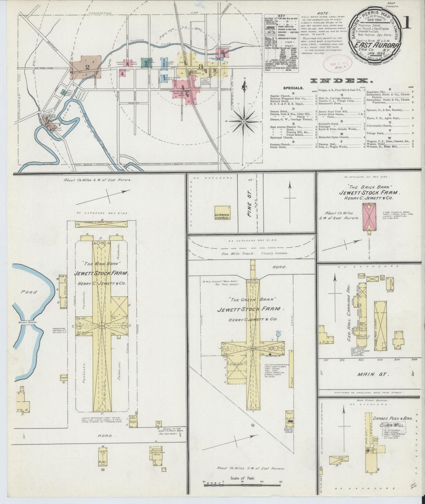Sanborn Fire Insurance Map from East Aurora, Erie County, New York. (1892) – Historic Sanborn Fire Insurance Map Print