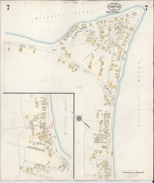 Sanborn Fire Insurance Map from Hampton, Rockingham County, New Hampshire (1942), Sheet #0007 - Historic Sanborn Fire Insurance Map Print, vintage old map wall art, antique decor, genealogy gift, New Hampshire New Hampshire map