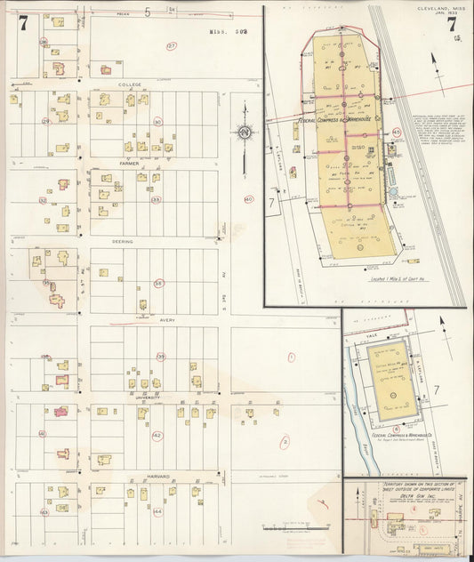 Sanborn Fire Insurance Map from Cleveland, Bolivar County, Mississippi (1941), Sheet #0007 - Historic Sanborn Fire Insurance Map Print, vintage old map wall art, antique decor, genealogy gift, Mississippi Mississippi map