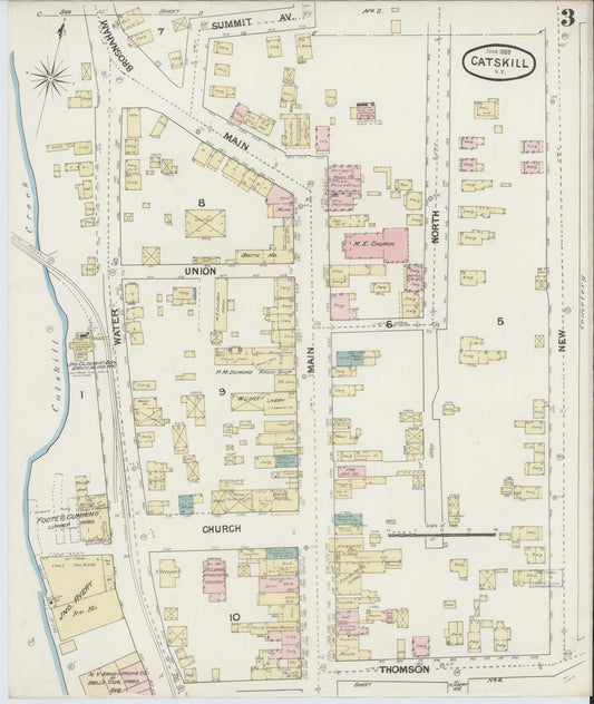 Sanborn Fire Insurance Map from Catskill, Greene County, New York (1889), Sheet #0003 - Historic Sanborn Fire Insurance Map Print, vintage old map wall art, antique decor, genealogy gift, New York New York map