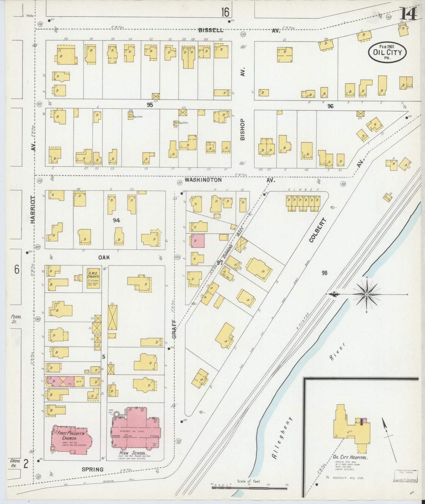 Sanborn Fire Insurance Map from Oil City, Venango County, Pennsylvania (1901), Sheet #0014 - Complete Map Set gallery image, historic Sanborn map, vintage wall art, Pennsylvania Pennsylvania