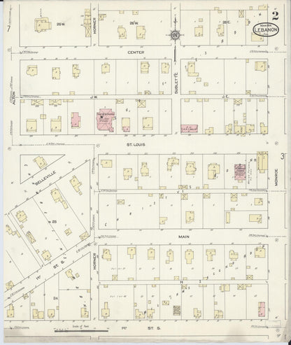 Sanborn Fire Insurance Map from Lebanon, Saint Clair County, Illinois (1914), Sheet #0002 - Complete Map Set gallery image, historic Sanborn map, vintage wall art, Illinois Illinois