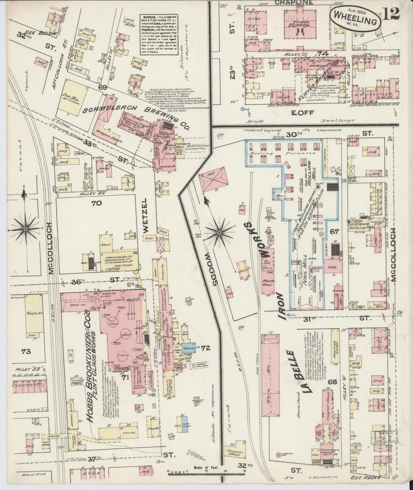 Sanborn Fire Insurance Map from Wheeling, Ohio County, West Virginia (1884), Sheet #0012 - Complete Map Set gallery image, historic Sanborn map, vintage wall art, West Virginia West Virginia