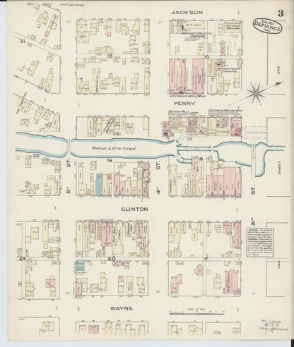 Sanborn Fire Insurance Map from Defiance, Defiance County, Ohio (1884), Sheet #0003 - Historic Sanborn Fire Insurance Map Print, vintage old map wall art, antique decor, genealogy gift, Ohio Ohio map