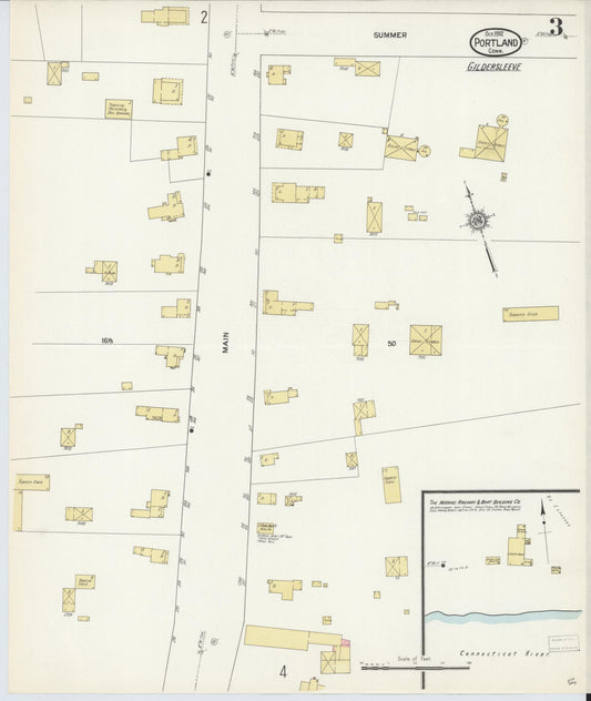 Sanborn Fire Insurance Map from Portland, Middlesex County, Connecticut (1912), Sheet #0003 - Historic Sanborn Fire Insurance Map Print, vintage old map wall art, antique decor, genealogy gift, Connecticut Connecticut map