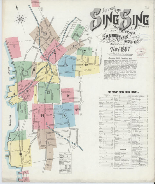 Sanborn Fire Insurance Map from Sing Sing, Westchester County, New York (1897), Sheet #0001 - Complete Map Set gallery image, historic Sanborn map, vintage wall art, New York New York