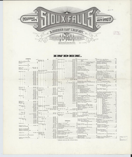 Sanborn Fire Insurance Map from Sioux Falls, Minnehaha County, South Dakota. (1911) – Historic Sanborn Fire Insurance Map Print