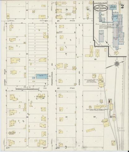 Sanborn Fire Insurance Map from Hartshorne, Pittsburg County, Oklahoma (1914), Sheet #0002 - Complete Map Set gallery image, historic Sanborn map, vintage wall art, Oklahoma Oklahoma