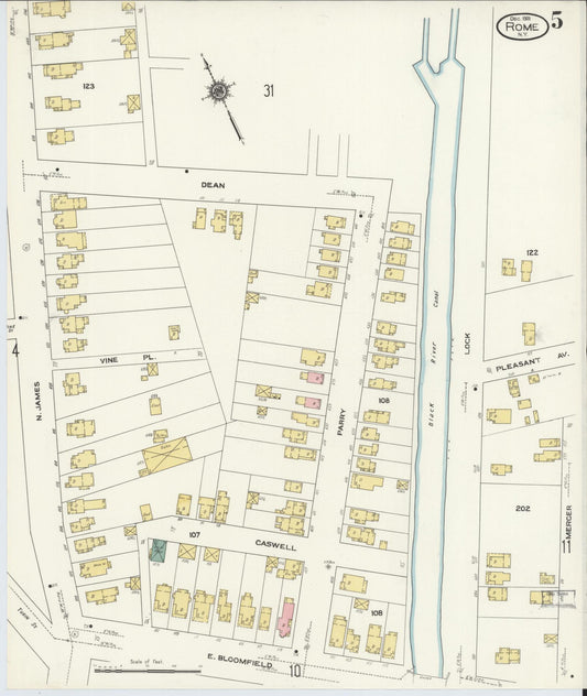 Sanborn Fire Insurance Map from Rome, Oneida County, New York (1909), Sheet #0005 - Historic Sanborn Fire Insurance Map Print, vintage old map wall art, antique decor, genealogy gift, New York New York map