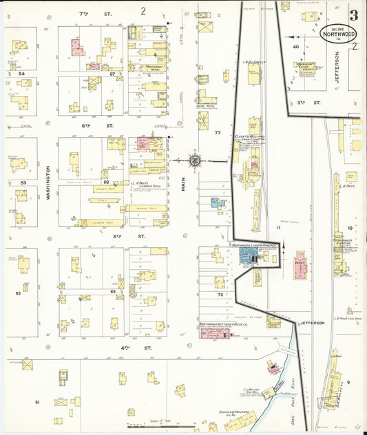 Sanborn Fire Insurance Map from Northwood, Worth County, Iowa (1910), Sheet #0003 - Historic Sanborn Fire Insurance Map Print, vintage old map wall art