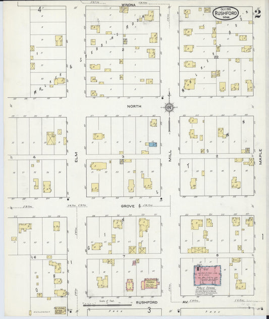 Sanborn Fire Insurance Map from Rushford, Fillmore County, Minnesota (1915), Sheet #0002 - Historic Sanborn Fire Insurance Map Print, vintage old map wall art, antique decor, genealogy gift, Minnesota Minnesota map