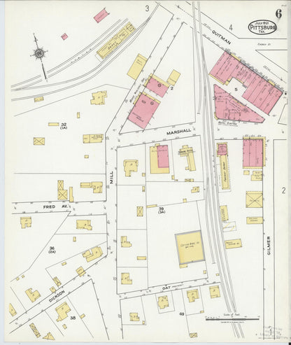 Sanborn Fire Insurance Map from Pittsburg, Camp County, Texas (1921), Sheet #0006 - Complete Map Set gallery image, historic Sanborn map, vintage wall art, Texas Texas