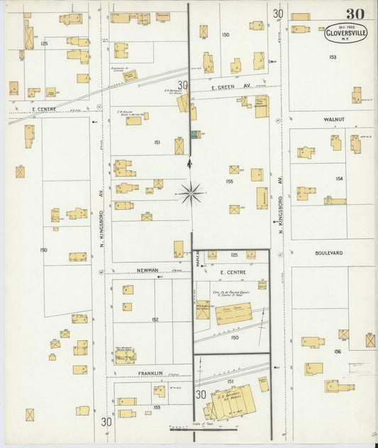 Sanborn Fire Insurance Map from Gloversville, Fulton County, New York (1902), Sheet #0030 - Historic Sanborn Fire Insurance Map Print, vintage old map wall art, antique decor, genealogy gift, New York New York map