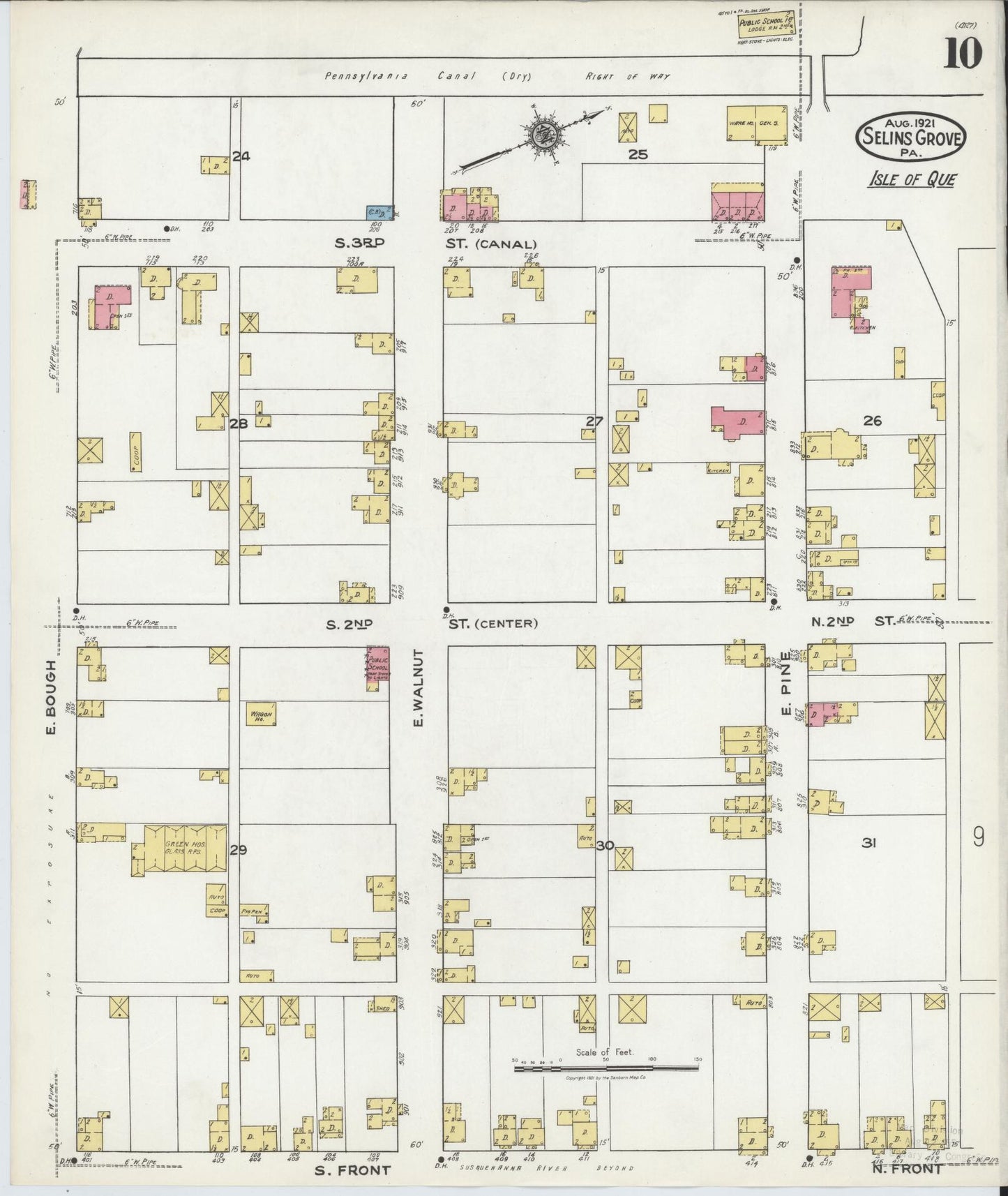 Sanborn Fire Insurance Map from Selins Grove, Snyder County, Pennsylvania (1921), Sheet #0010 - Complete Map Set gallery image, historic Sanborn map, vintage wall art, Pennsylvania Pennsylvania