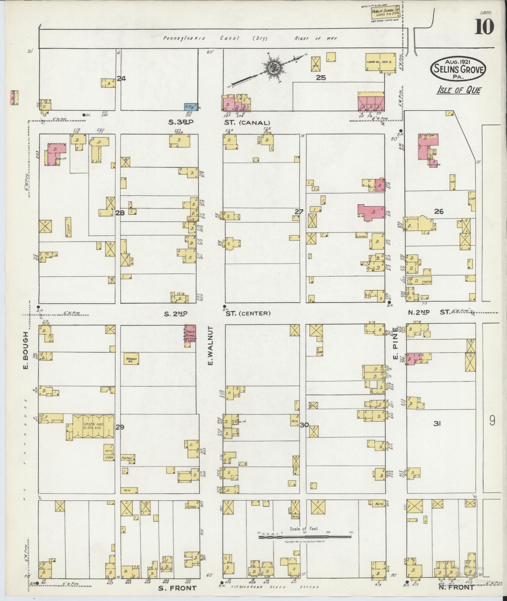 Sanborn Fire Insurance Map from Selins Grove, Snyder County, Pennsylvania (1921), Sheet #0010 - Complete Map Set gallery image, historic Sanborn map, vintage wall art, Pennsylvania Pennsylvania