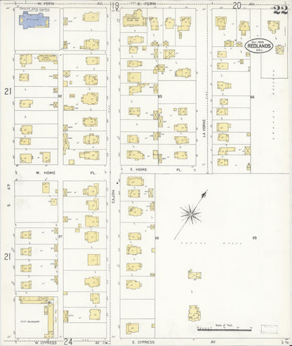 Sanborn Fire Insurance Map from Redlands, San Bernardino County, California (1908), Sheet #0022 - Complete Map Set gallery image, historic Sanborn map, vintage wall art, California California