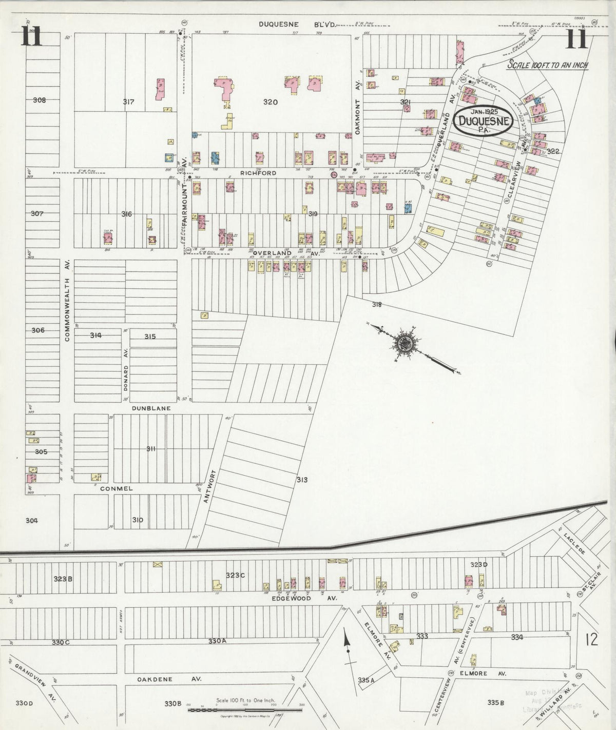 Sanborn Fire Insurance Map from Duquesne, Allegheny County, Pennsylvania (1925), Sheet #0011 - Complete Map Set gallery image, historic Sanborn map, vintage wall art, Pennsylvania Pennsylvania