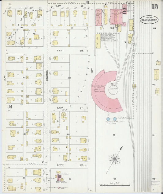 Sanborn Fire Insurance Map from Beardstown, Cass County, Illinois (1906), Sheet #0015 - Historic Sanborn Fire Insurance Map Print, vintage old map wall art, antique decor, genealogy gift, Illinois Illinois map