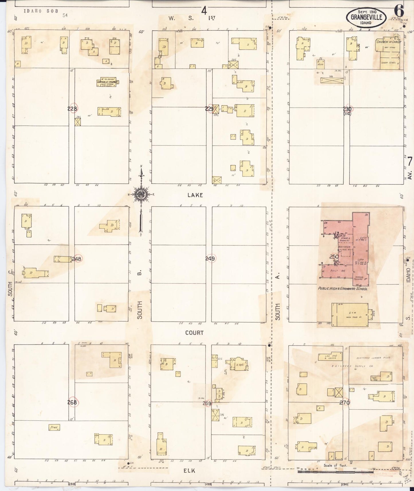 Sanborn Fire Insurance Map from Grangeville, Idaho County, Idaho (1941), Sheet #0006 - Complete Map Set gallery image, historic Sanborn map, vintage wall art, Grangeville Idaho