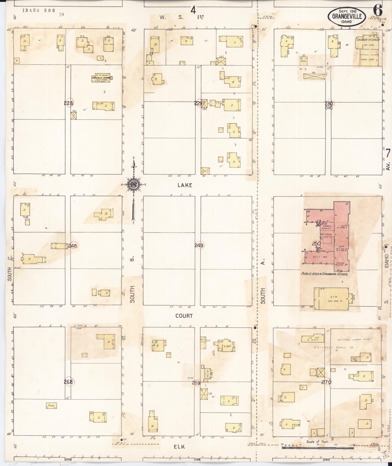 Sanborn Fire Insurance Map from Grangeville, Idaho County, Idaho (1941), Sheet #0006 - Complete Map Set gallery image, historic Sanborn map, vintage wall art, Grangeville Idaho