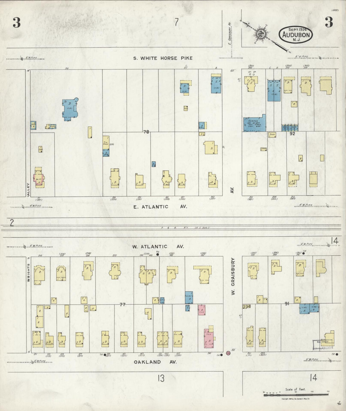 Sanborn Fire Insurance Map from Audubon, Camden County, New Jersey (1924), Sheet #0003 - Complete Map Set gallery image, historic Sanborn map, vintage wall art, New Jersey New Jersey