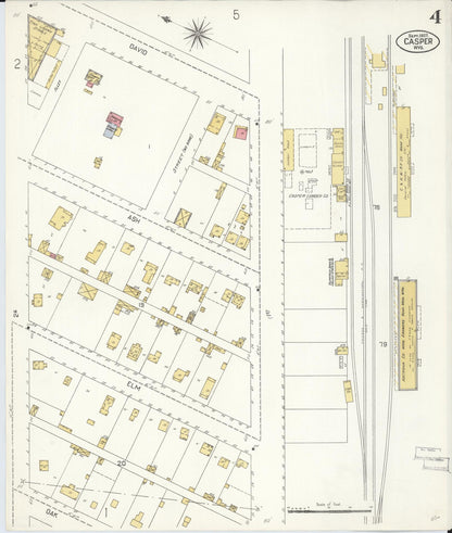 Sanborn Fire Insurance Map from Casper, Natrona County, Wyoming (1907), Sheet #0004 - Complete Map Set gallery image, historic Sanborn map, vintage wall art, Wyoming Wyoming