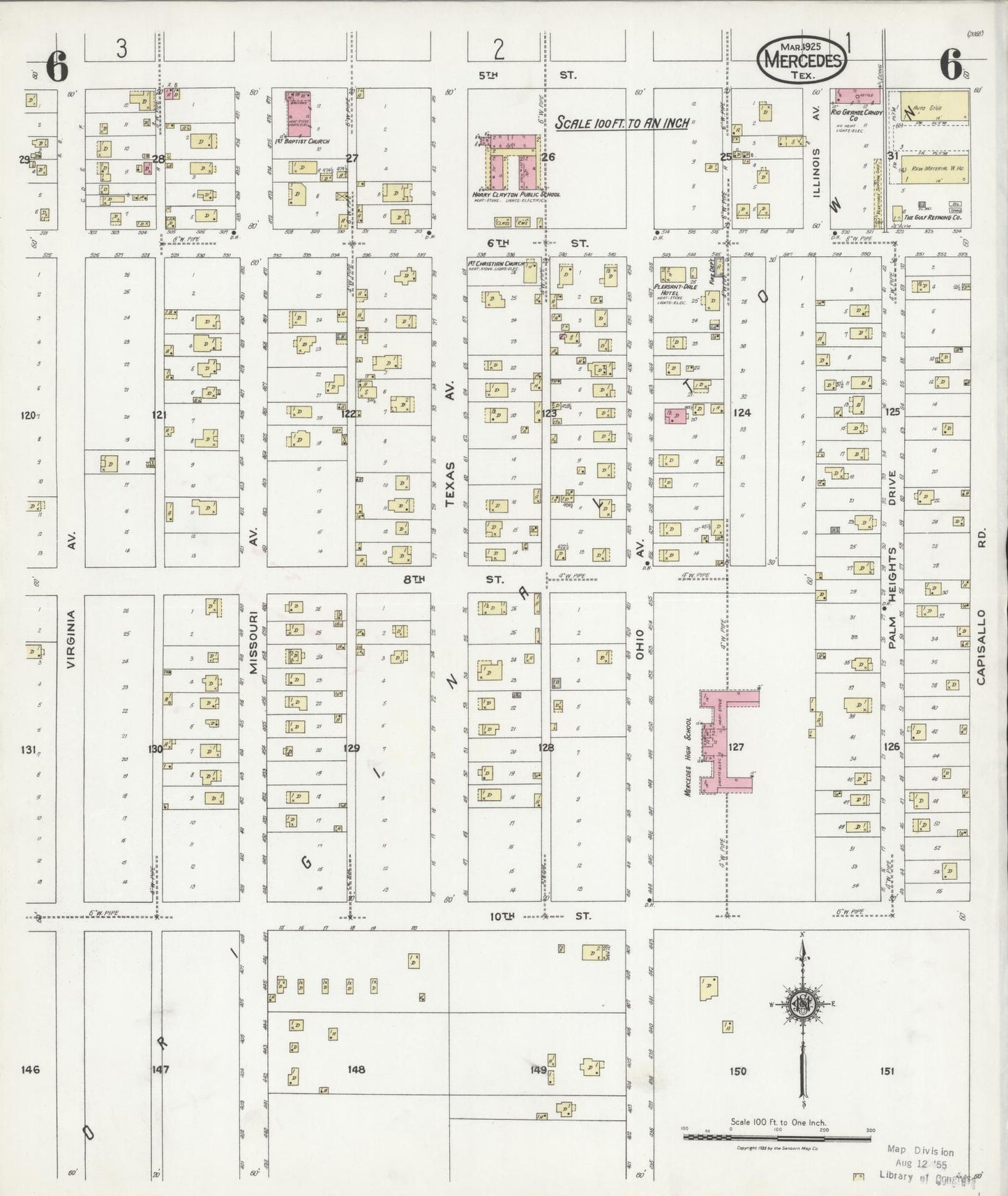 Sanborn Fire Insurance Map from Mercedes, Hidalgo County, Texas (1925), Sheet #0006 - Complete Map Set gallery image, historic Sanborn map, vintage wall art, Texas Texas