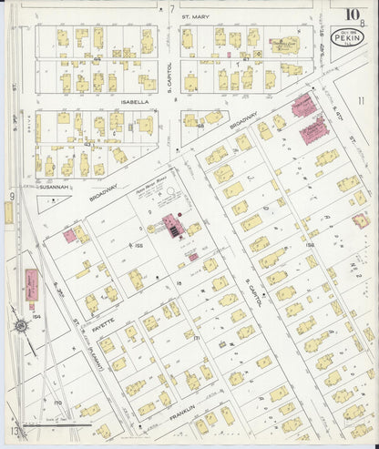 Sanborn Fire Insurance Map from Pekin, Tazewell County, Illinois (1916), Sheet #0010 - Complete Map Set gallery image, historic Sanborn map, vintage wall art, Illinois Illinois
