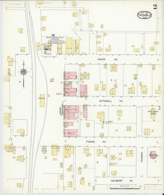 Sanborn Fire Insurance Map from Trimble, Dyer County, Tennessee (1914), Sheet #0002 - Historic Sanborn Fire Insurance Map Print, vintage old map wall art, antique decor, genealogy gift, Tennessee Tennessee map