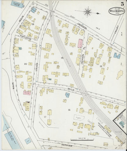 Sanborn Fire Insurance Map from Willimantic, Windham County, Connecticut (1887), Sheet #0005 - Complete Map Set gallery image, historic Sanborn map, vintage wall art, Connecticut Connecticut