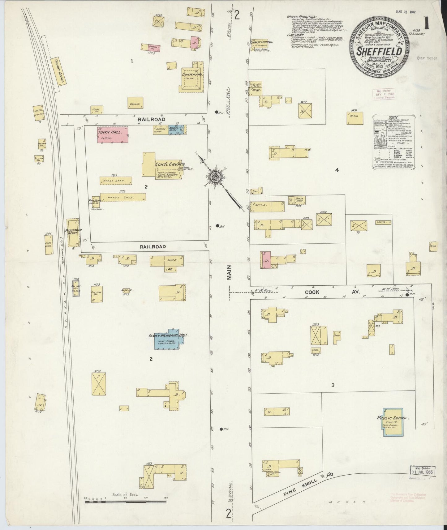 Sanborn Fire Insurance Map from Sheffield, Berkshire County, Massachusetts. (1912) – Historic Sanborn Fire Insurance Map Print