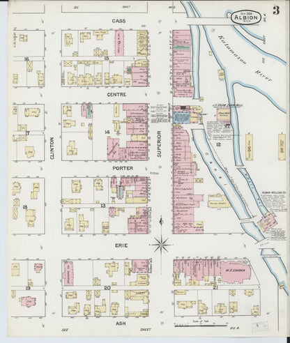 Sanborn Fire Insurance Map from Albion, Calhoun County, Michigan (1888), Sheet #0003 - Complete Map Set gallery image, historic Sanborn map, vintage wall art, Michigan Michigan