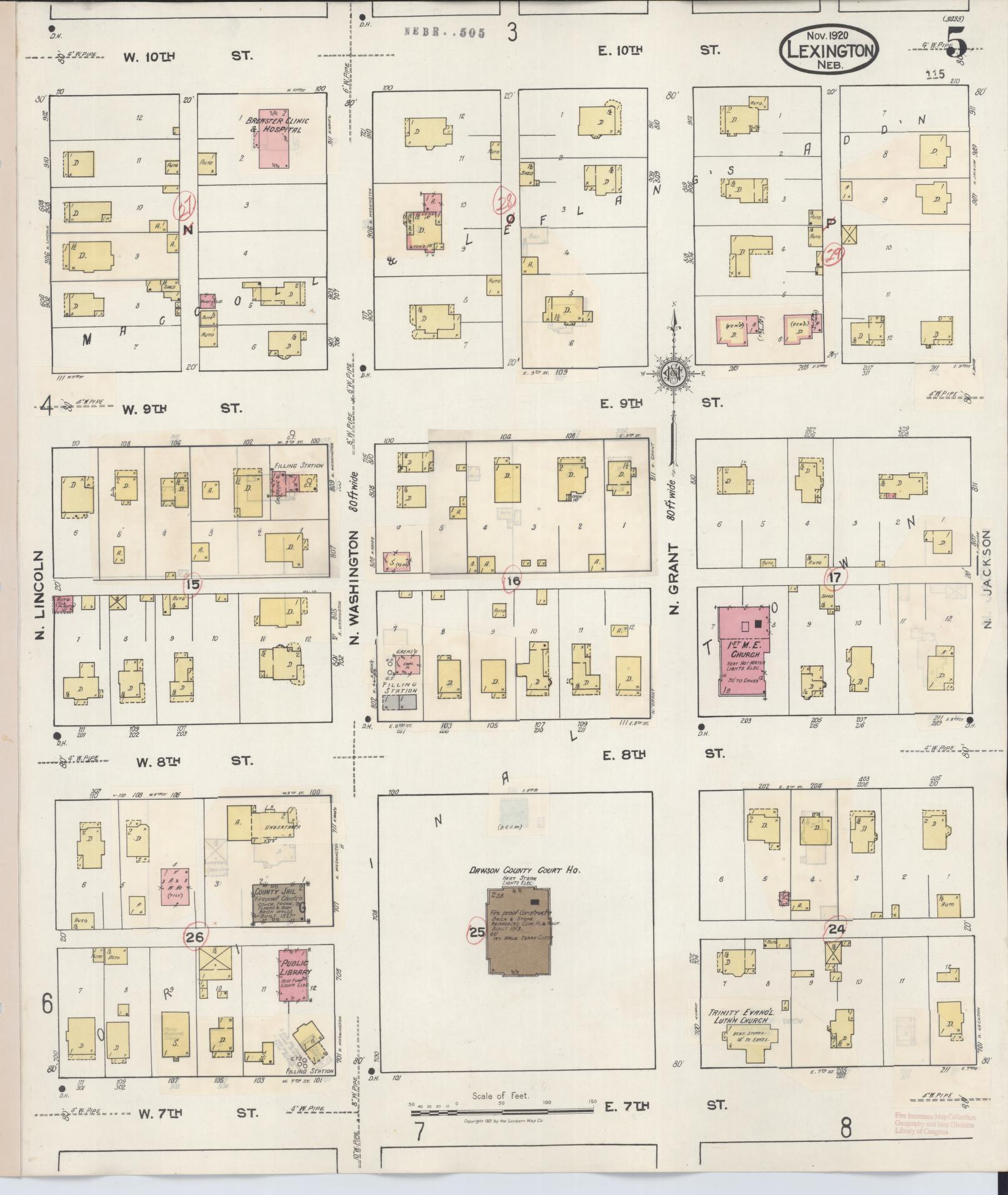 Sanborn Fire Insurance Map from Lexington, Dawson County, Nebraska (1943), Sheet #0005 - Complete Map Set gallery image, historic Sanborn map, vintage wall art, Nebraska Nebraska